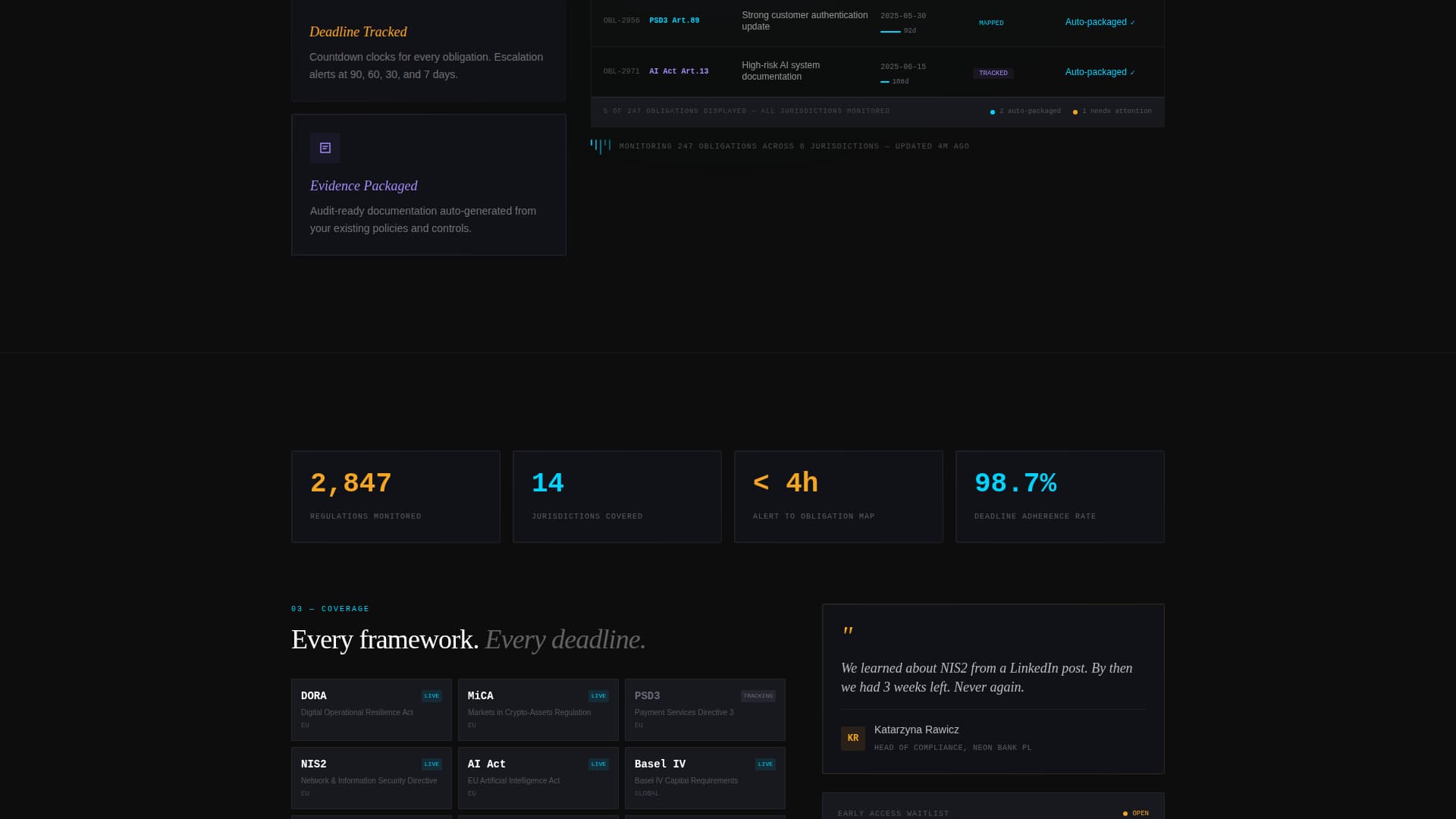Comply - Automated Regtech Landing Page Template