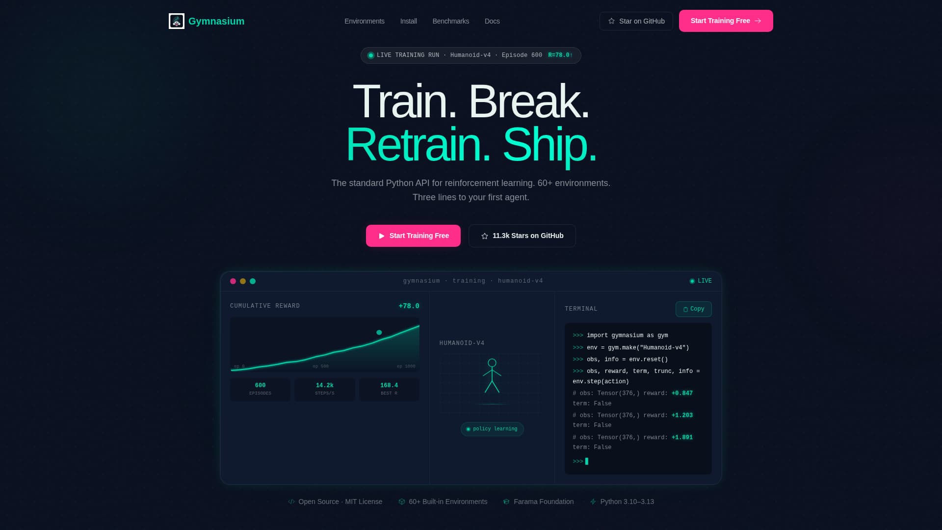 Gymnasium - Powerful Reinforcement Learning Landing Page Template
