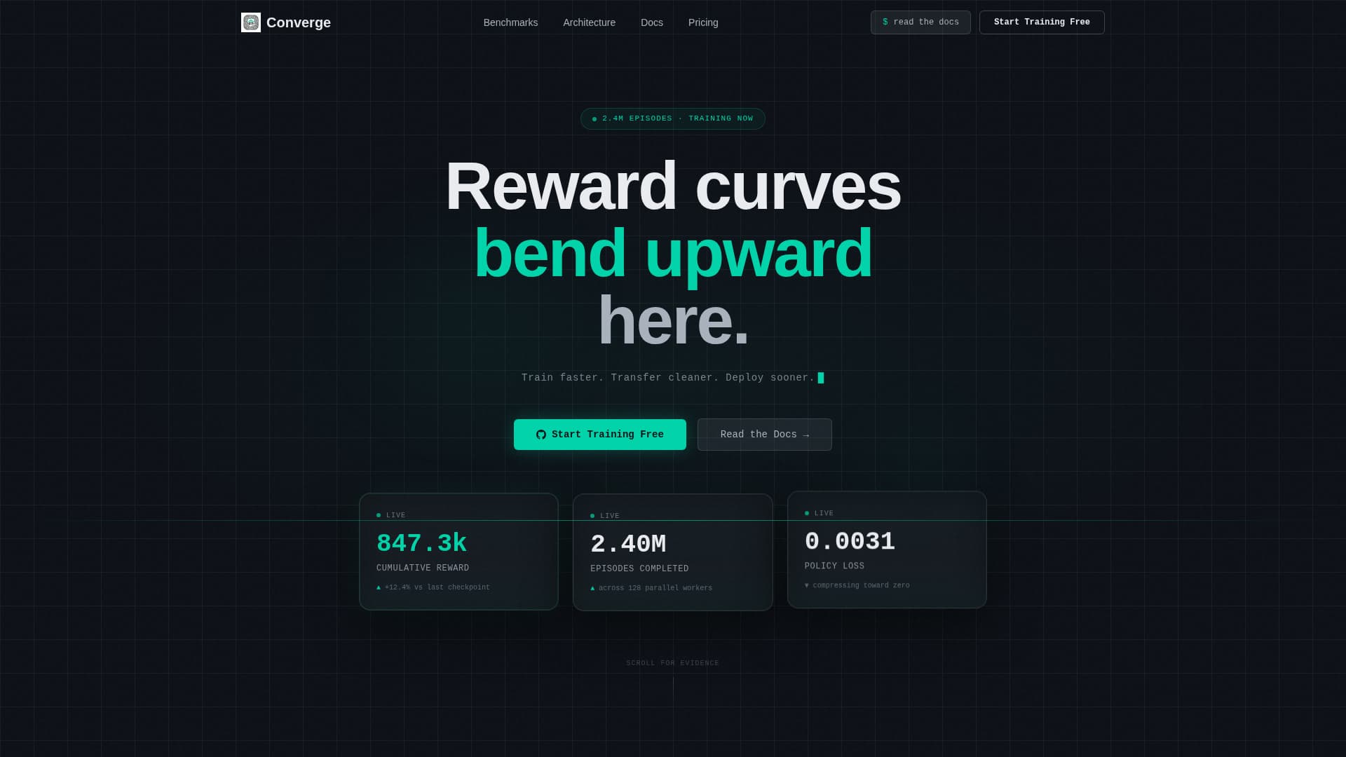 Converge - High Performance Reinforcement Learning Landing Page Template