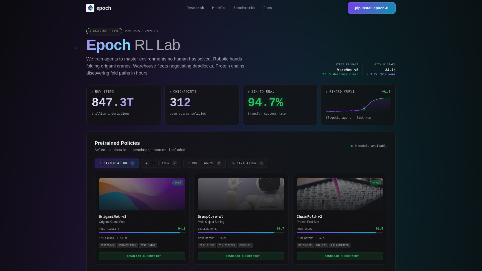 Epoch - Cutting Edge Reinforcement Learning Landing Page Template