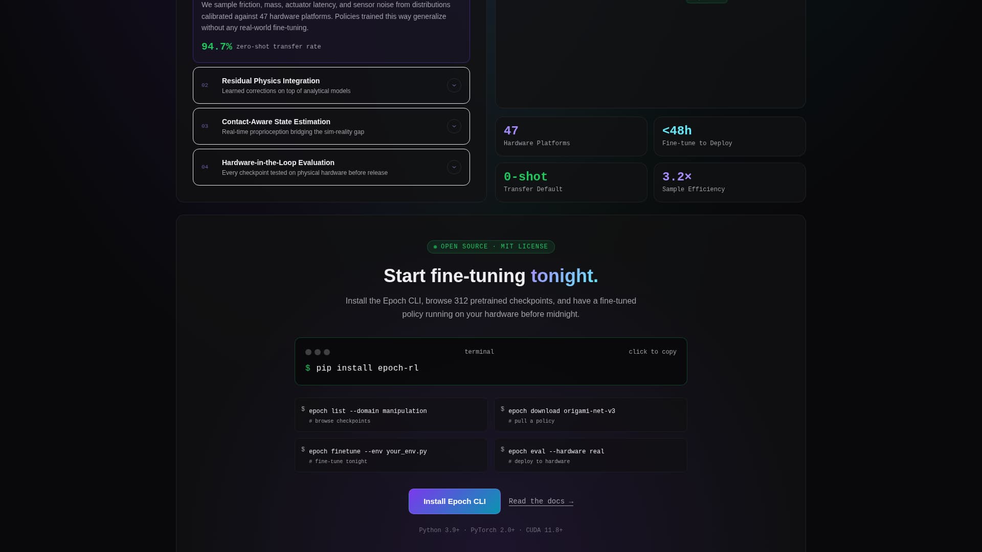Epoch - Cutting Edge Reinforcement Learning Landing Page Template