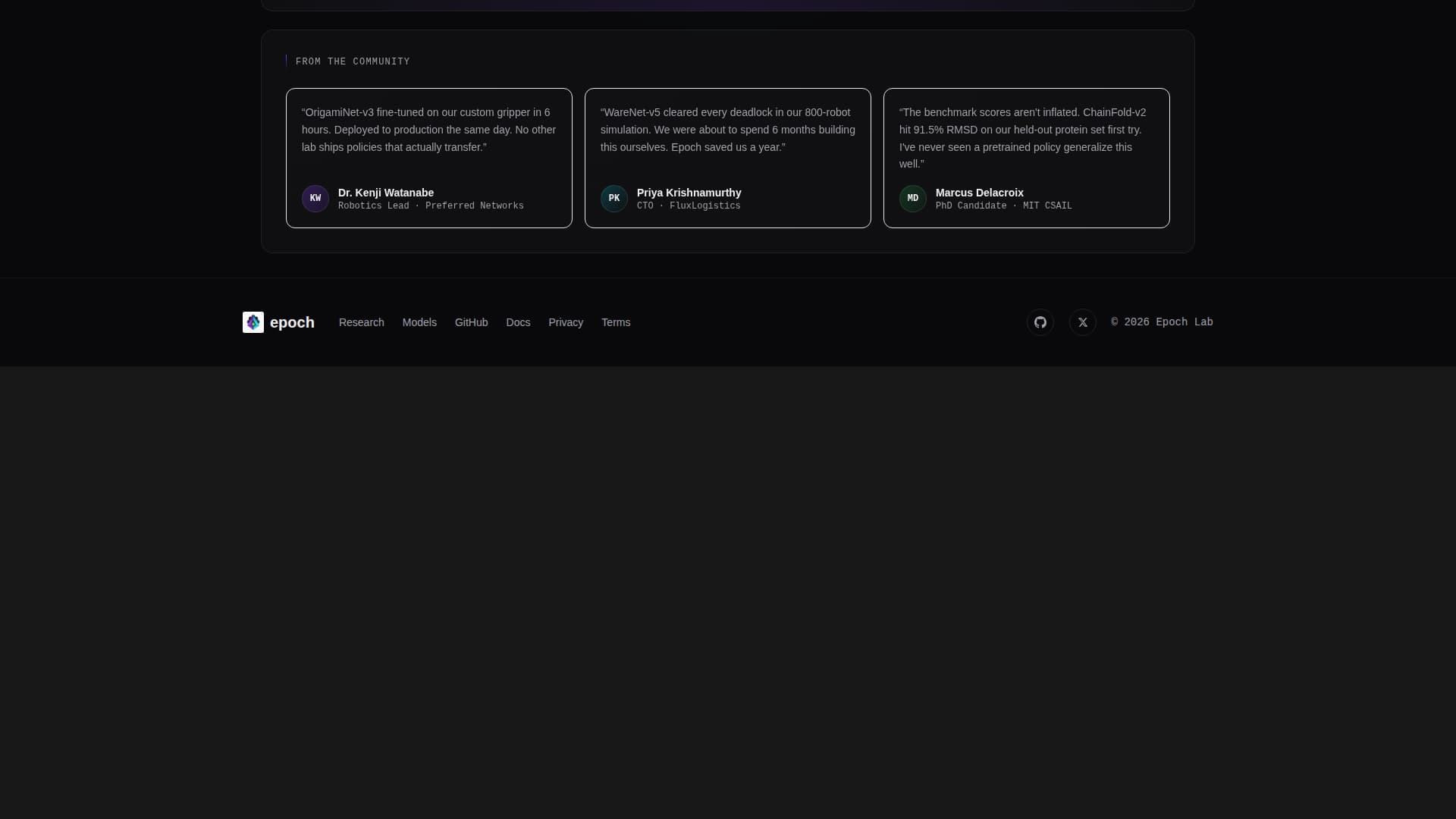 Epoch - Cutting Edge Reinforcement Learning Landing Page Template