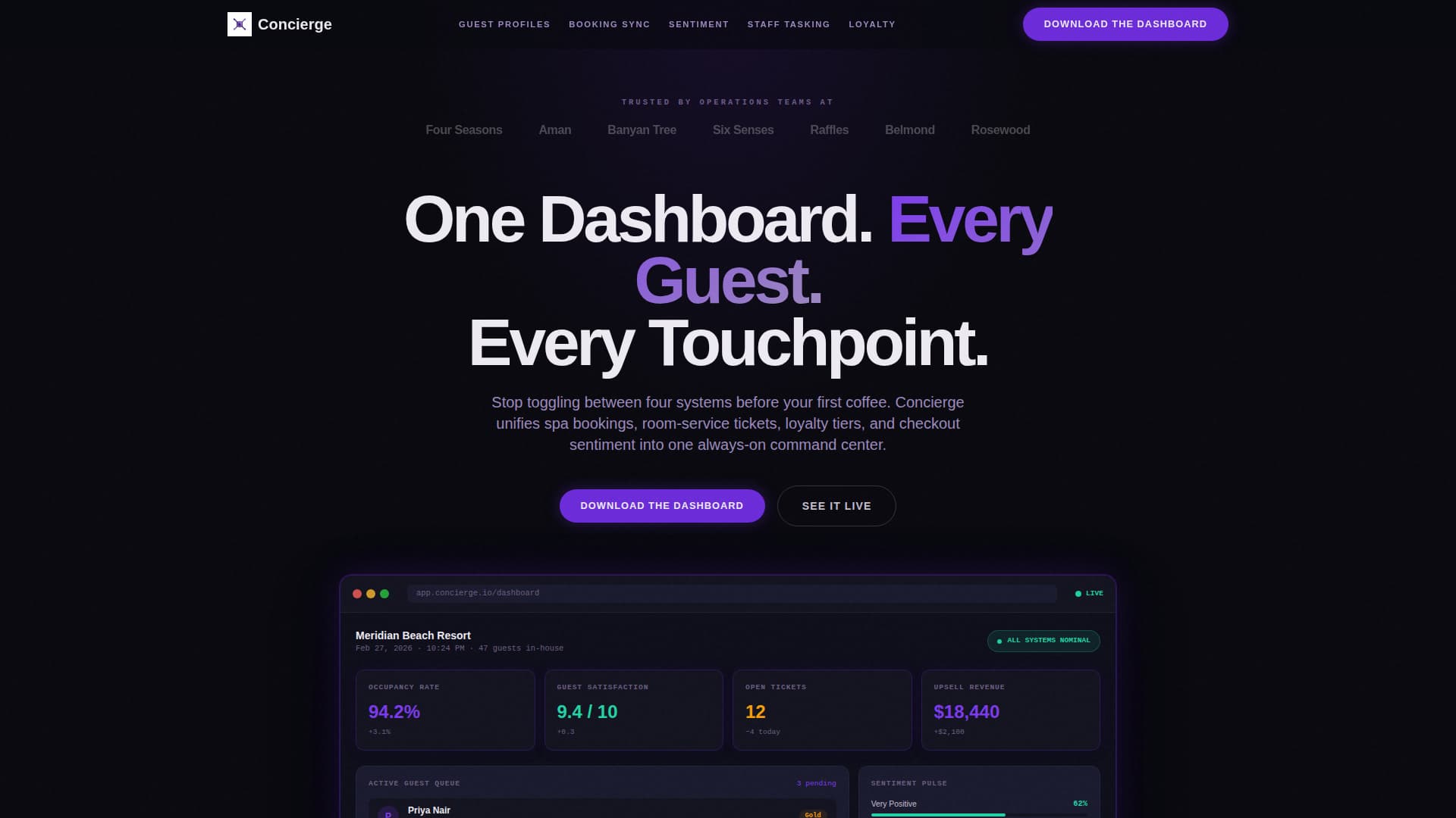 Concierge - Powerful Resort CRM Landing Page Template