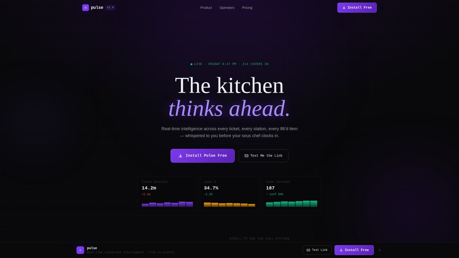 Pulse - Intelligent Restaurant Landing Page Template
