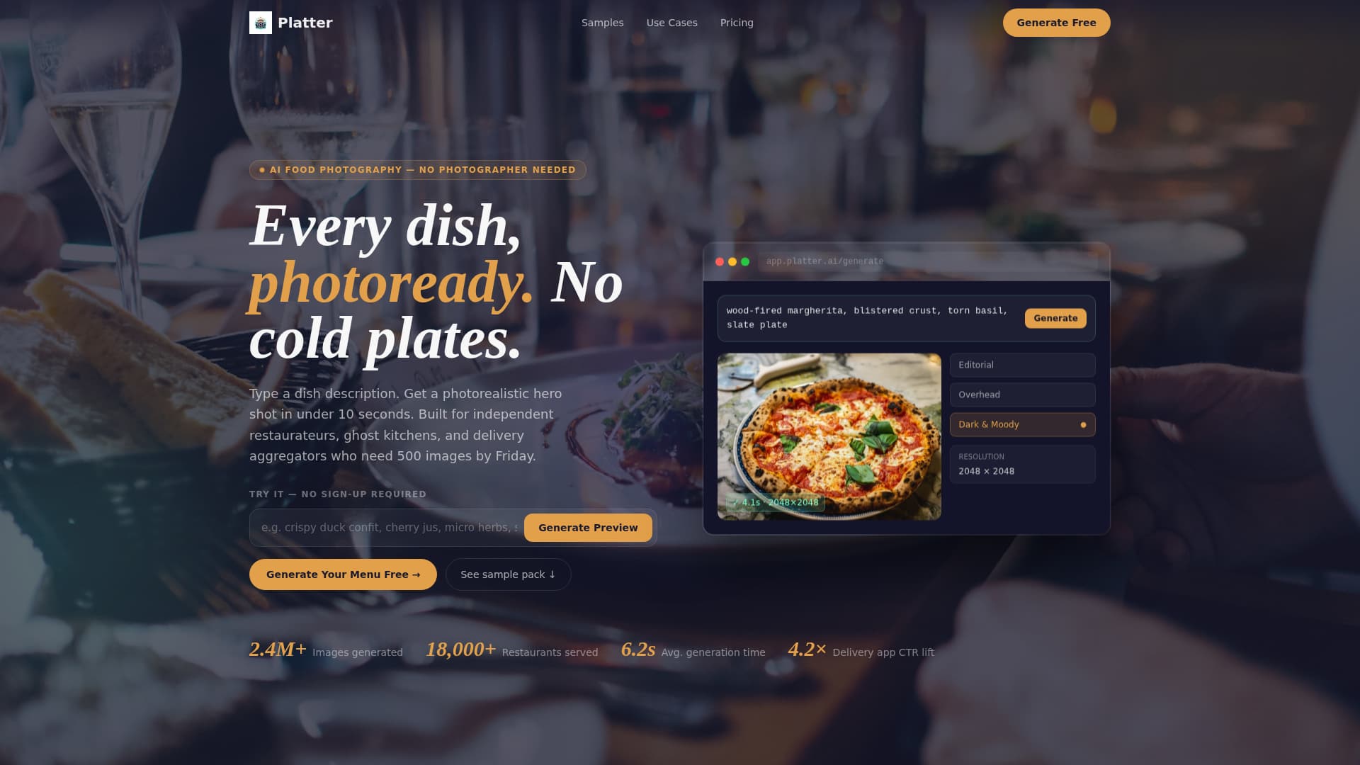 Platter - Photorealistic Restaurant Landing Page Template