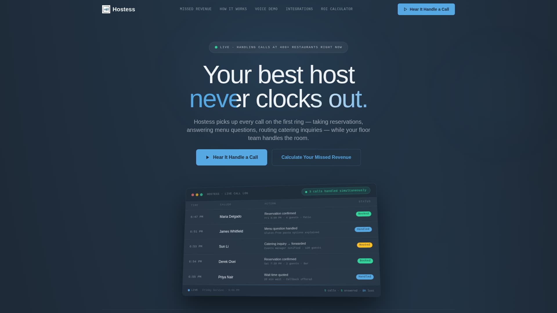 Hostess - Powerful Restaurant Landing Page Template
