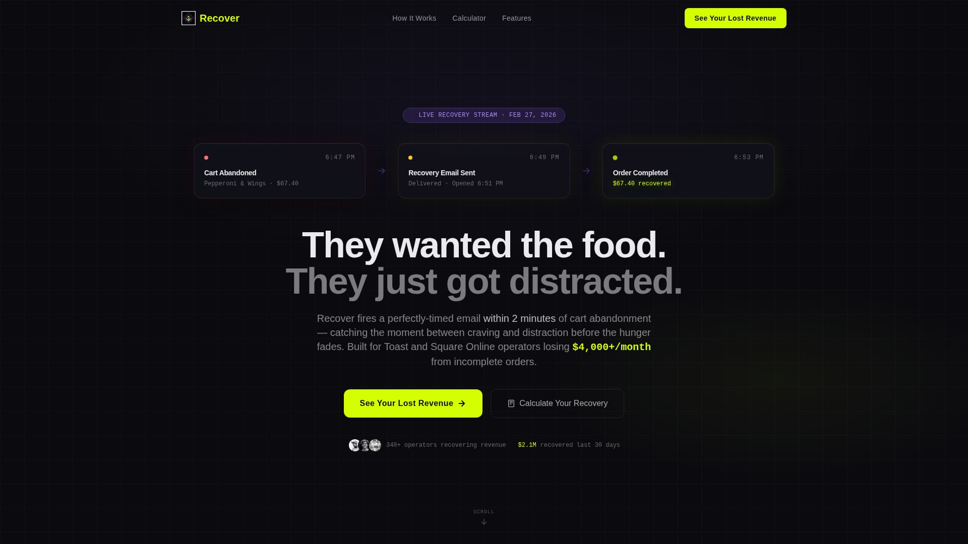 Recover - High-Converting Restaurant Landing Page Template
