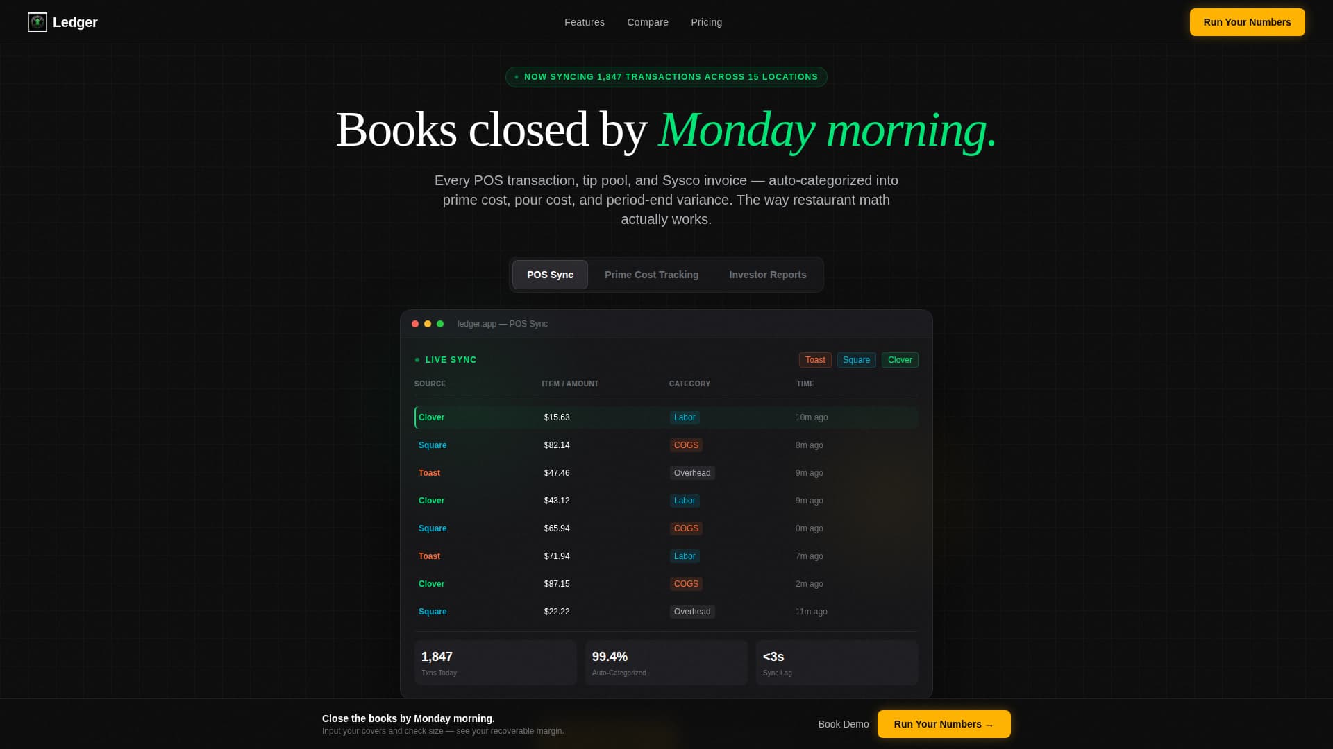 Ledger - Powerful Restaurant Accounting Landing Page Template