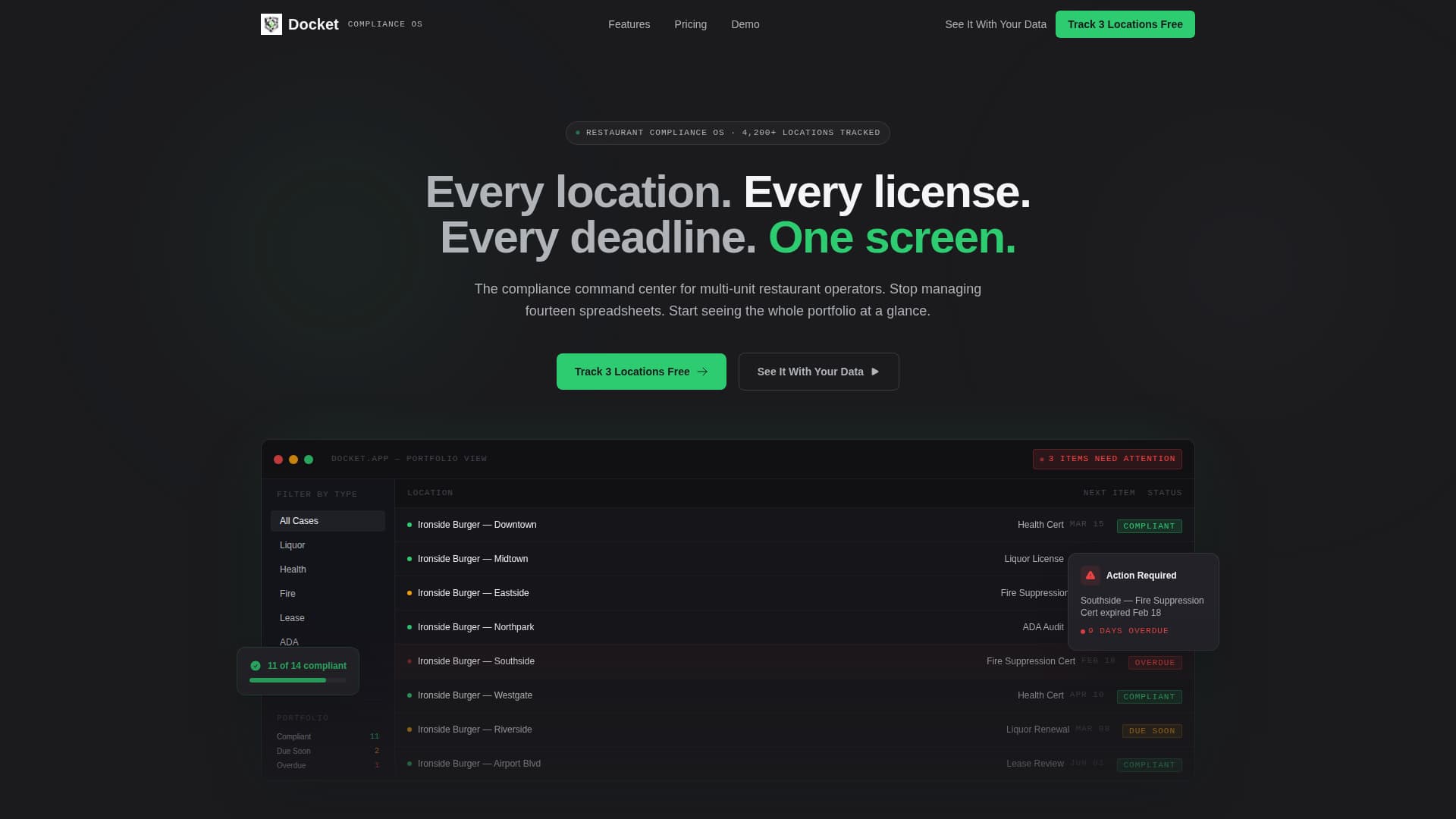 Docket - Powerful Compliance Landing Page Template