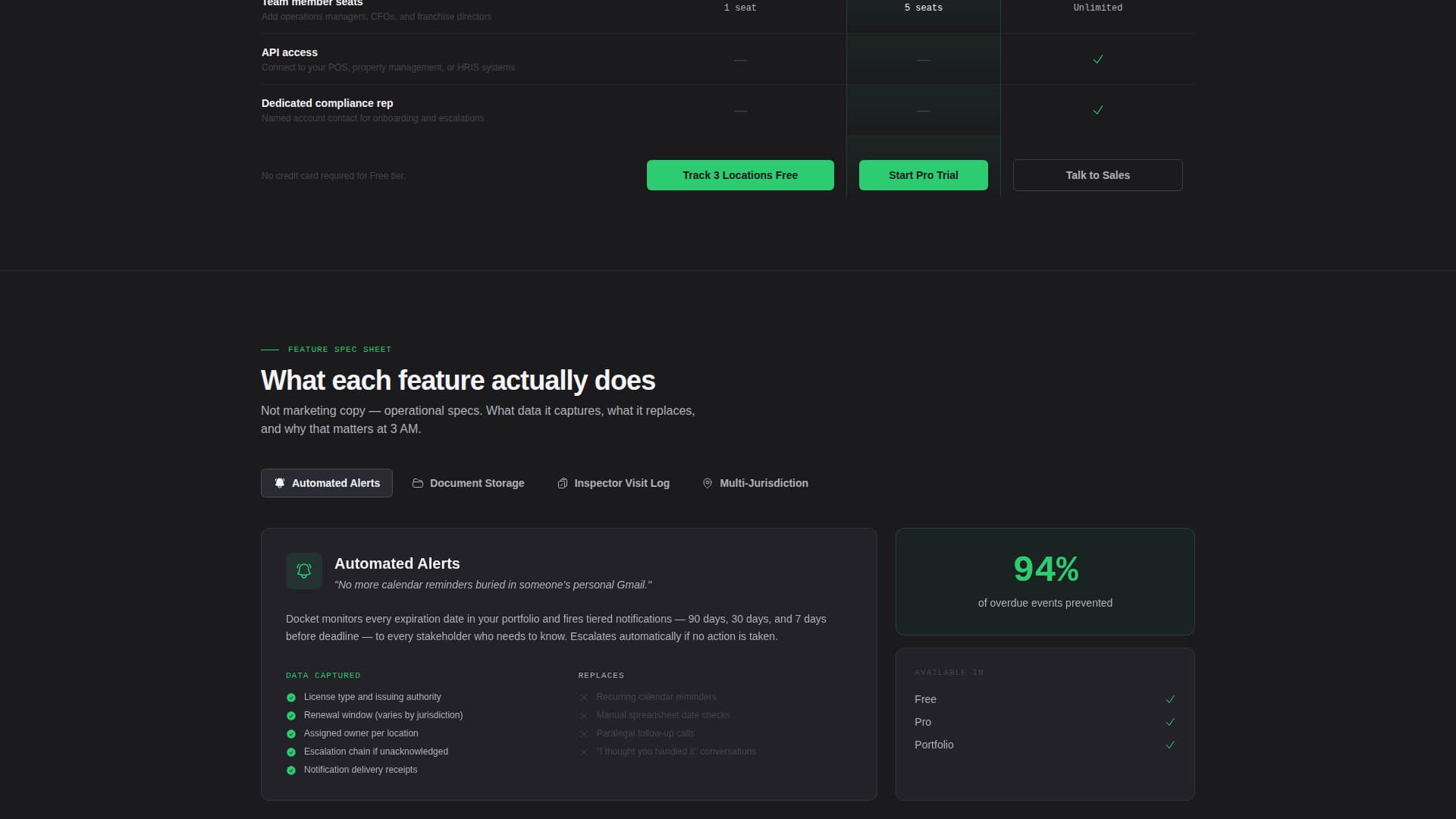 Docket - Powerful Compliance Landing Page Template