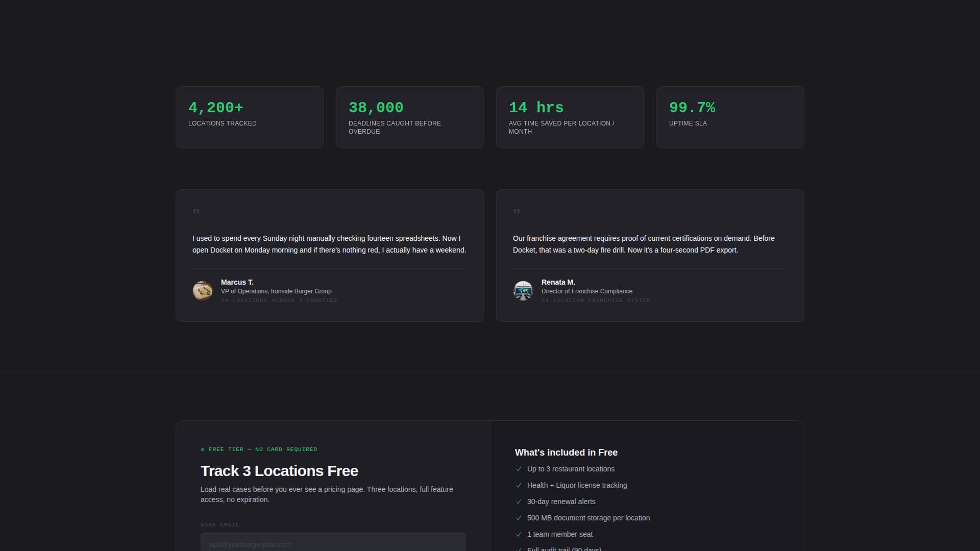 Docket - Powerful Compliance Landing Page Template
