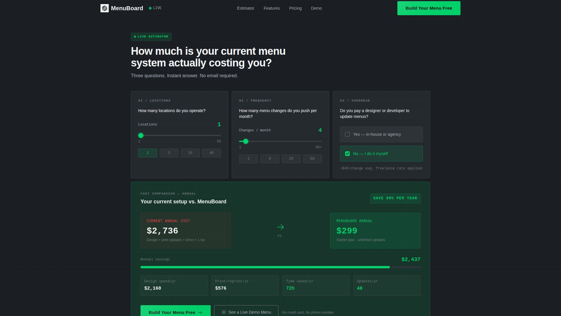 Menuboard - Realtime Restaurant Landing Page Template