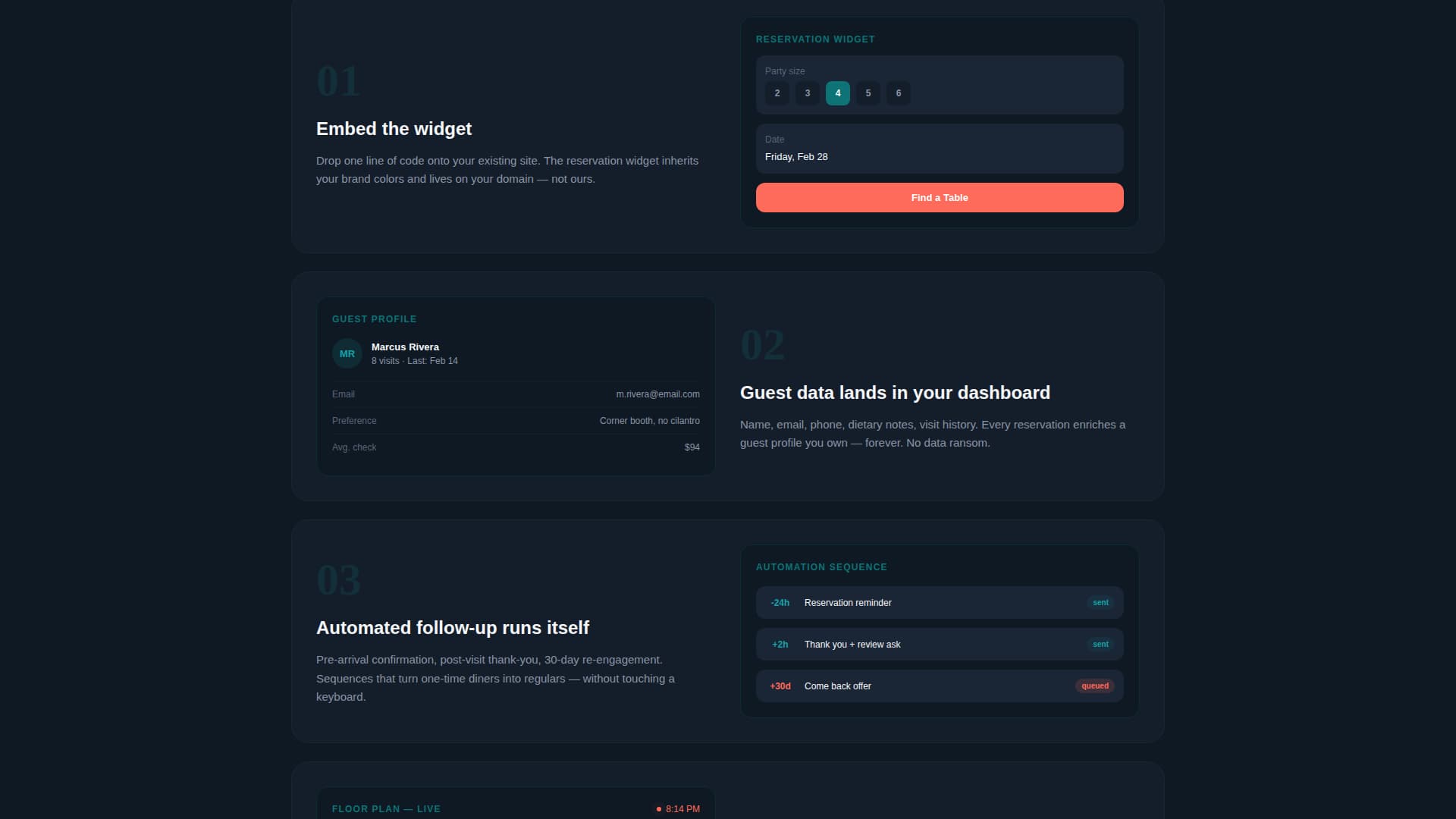 Restaurant Direct Guest Relationship Lead Capture Website Template