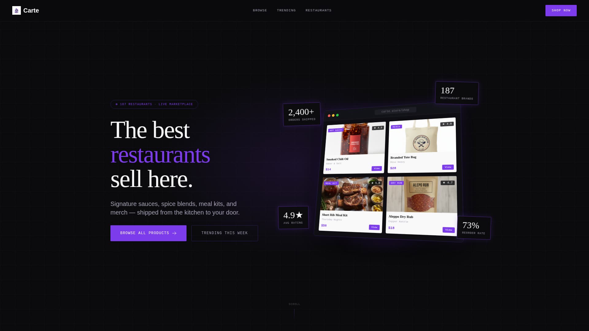 Carte - Vibrant Restaurant Landing Page Template