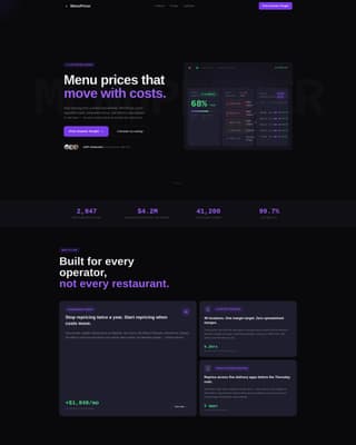 Restaurant Menu Pricing SaaS Website Template