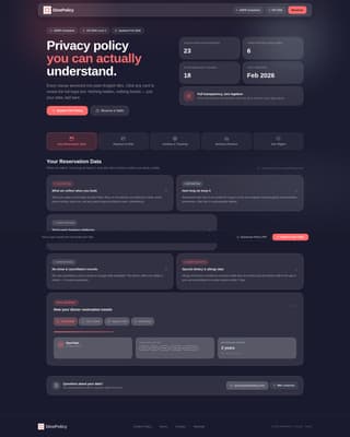 Restaurant Privacy Policy & Data Terms Website Template