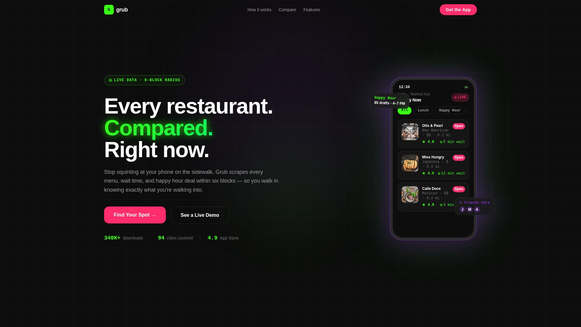 Restaurant Discovery App Promotion Website Template