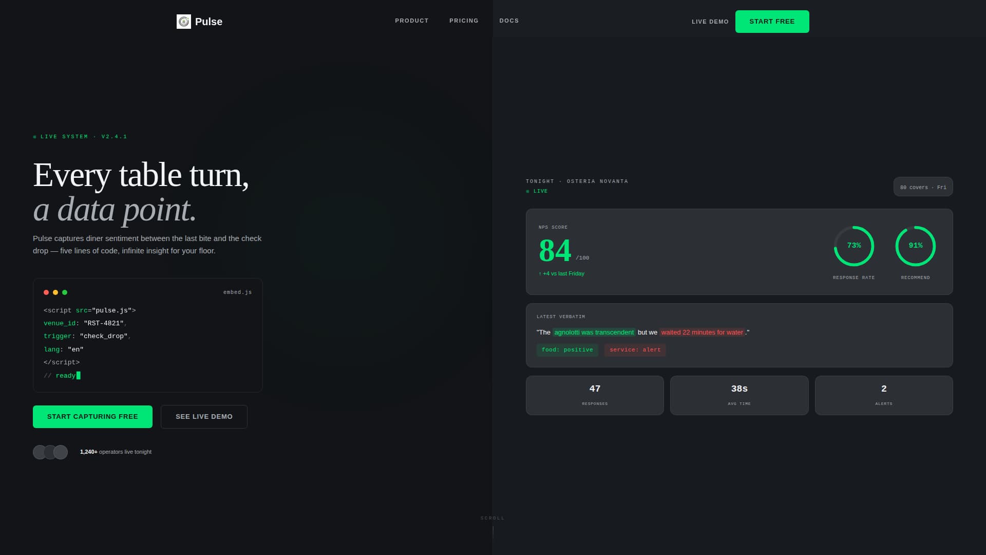 Pulse - Powerful Restaurant Landing Page Template