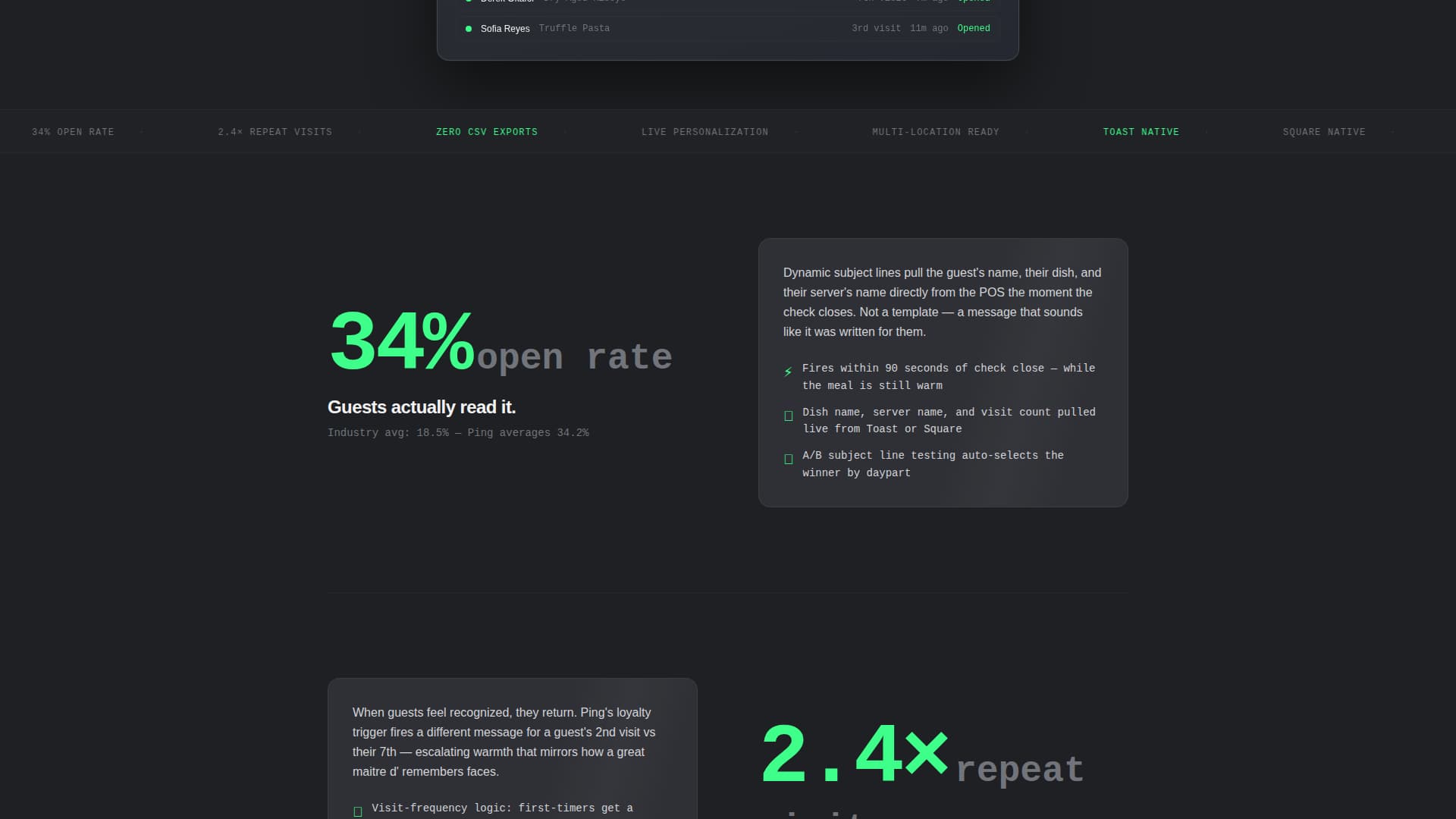 Ping - Automated Restaurant Landing Page Template