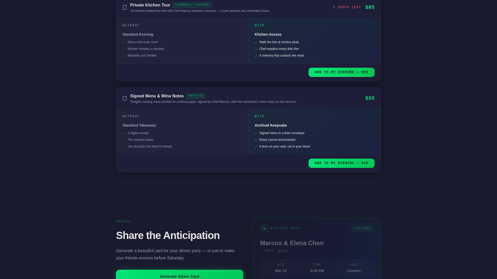 Restaurant Booking Confirmation & Upsell Thank-You Page Template