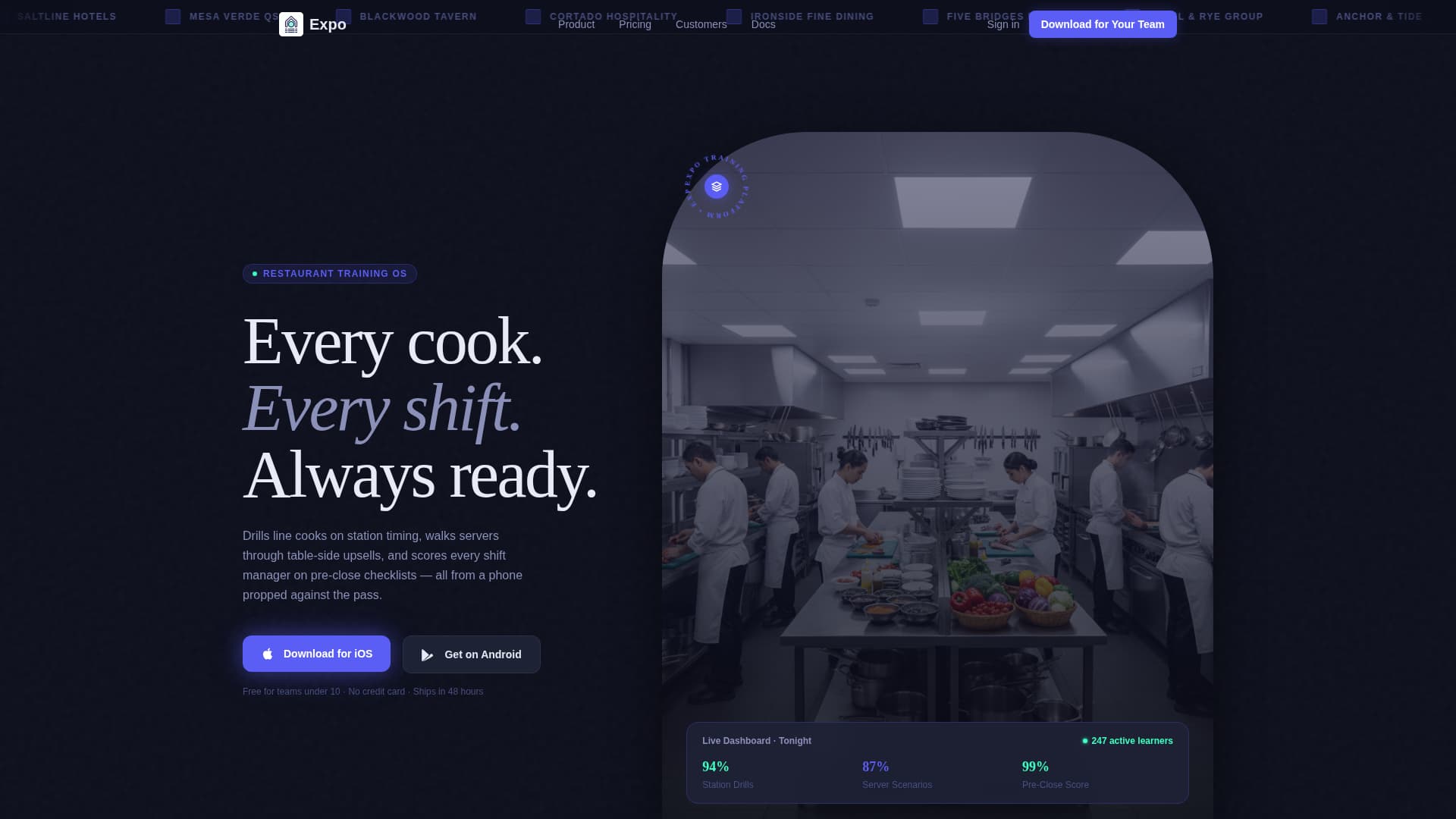 Expo - Powerful Restaurant Landing Page Template