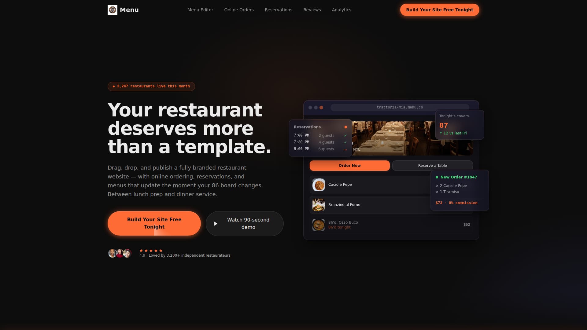 Dine — Culinary Experience Landing Page Template