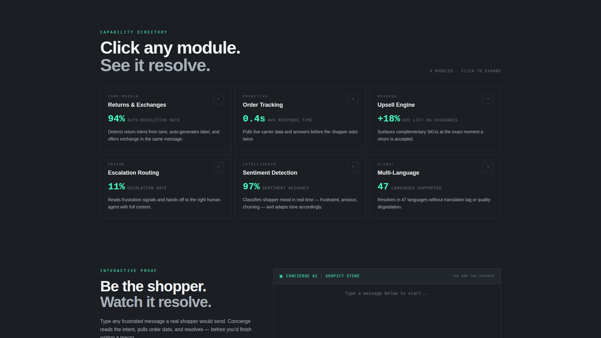 Concierge - Intelligent Retail Landing Page Template