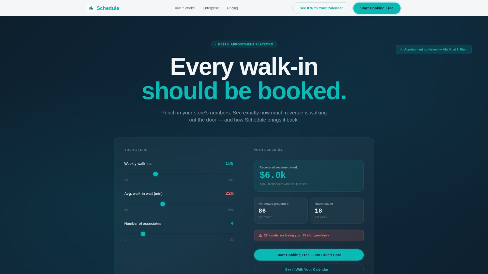 Schedule - Powerful Retail Landing Page Template