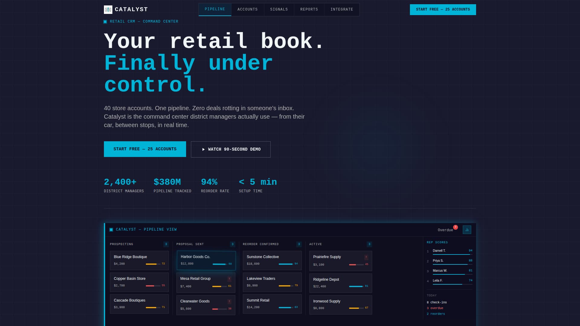Catalyst - Powerful Retail Management Landing Page Template