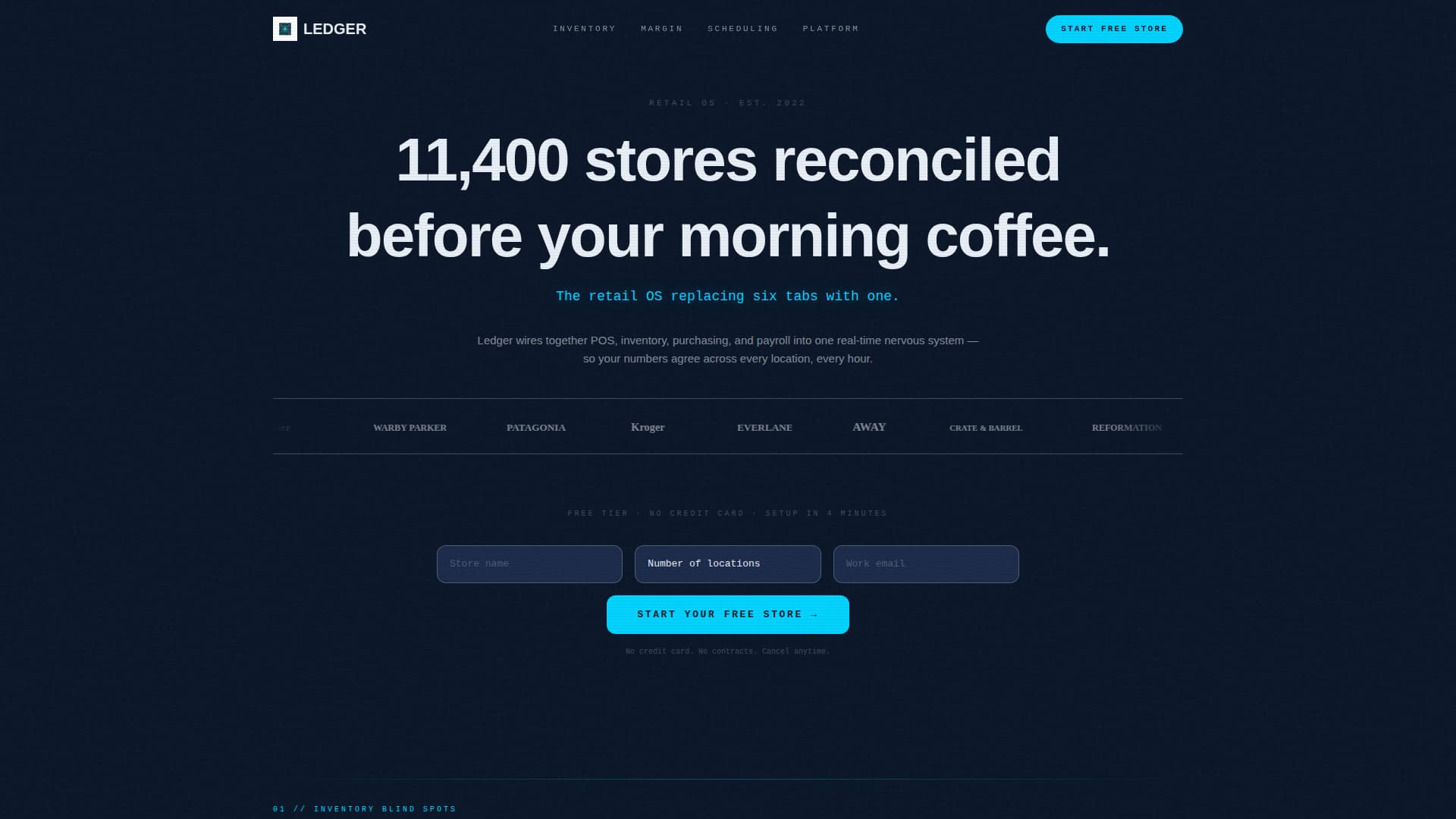 Ledger - Powerful Retailer ERP Landing Page Template