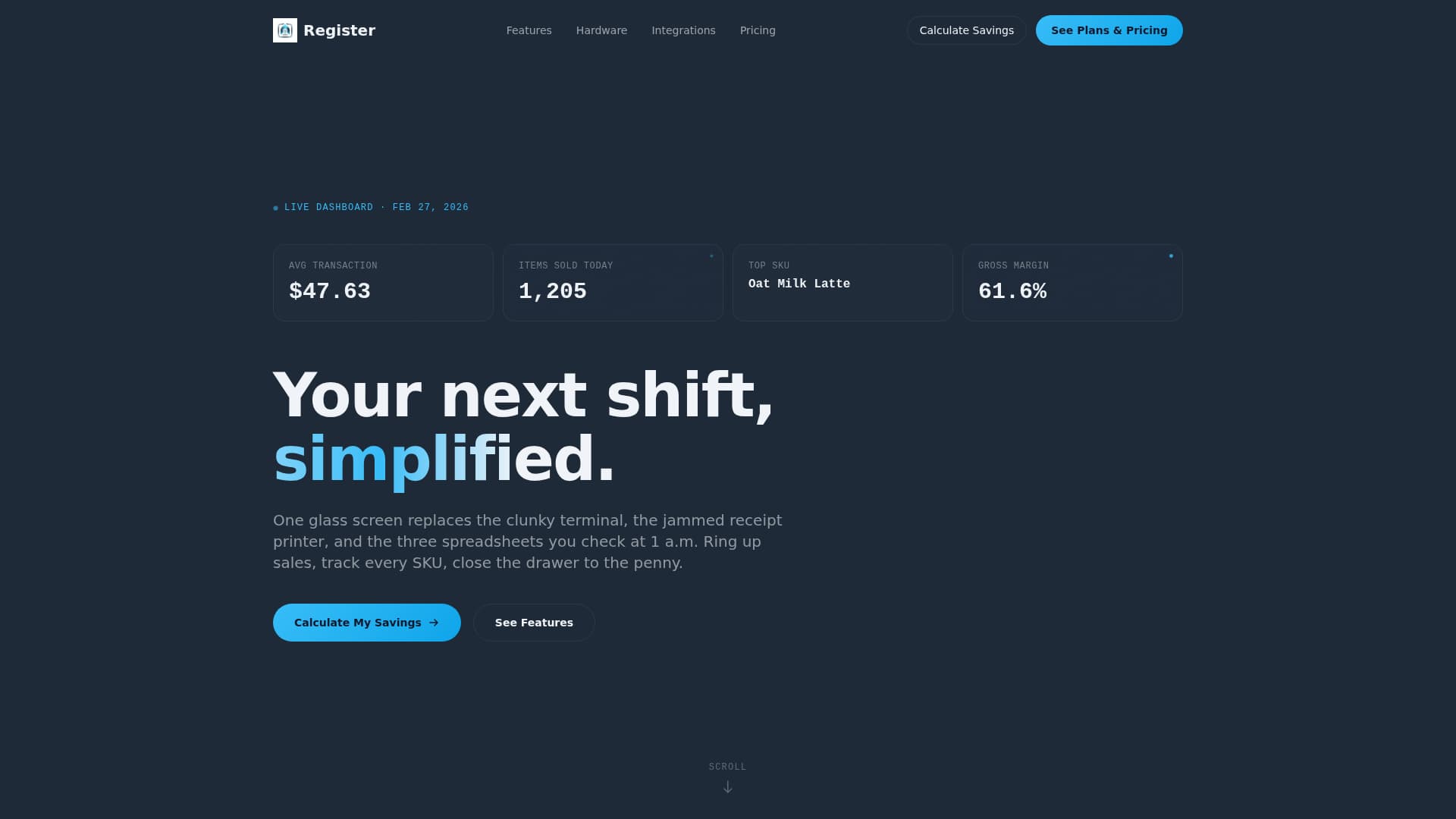 Register - Powerful POS Landing Page Template