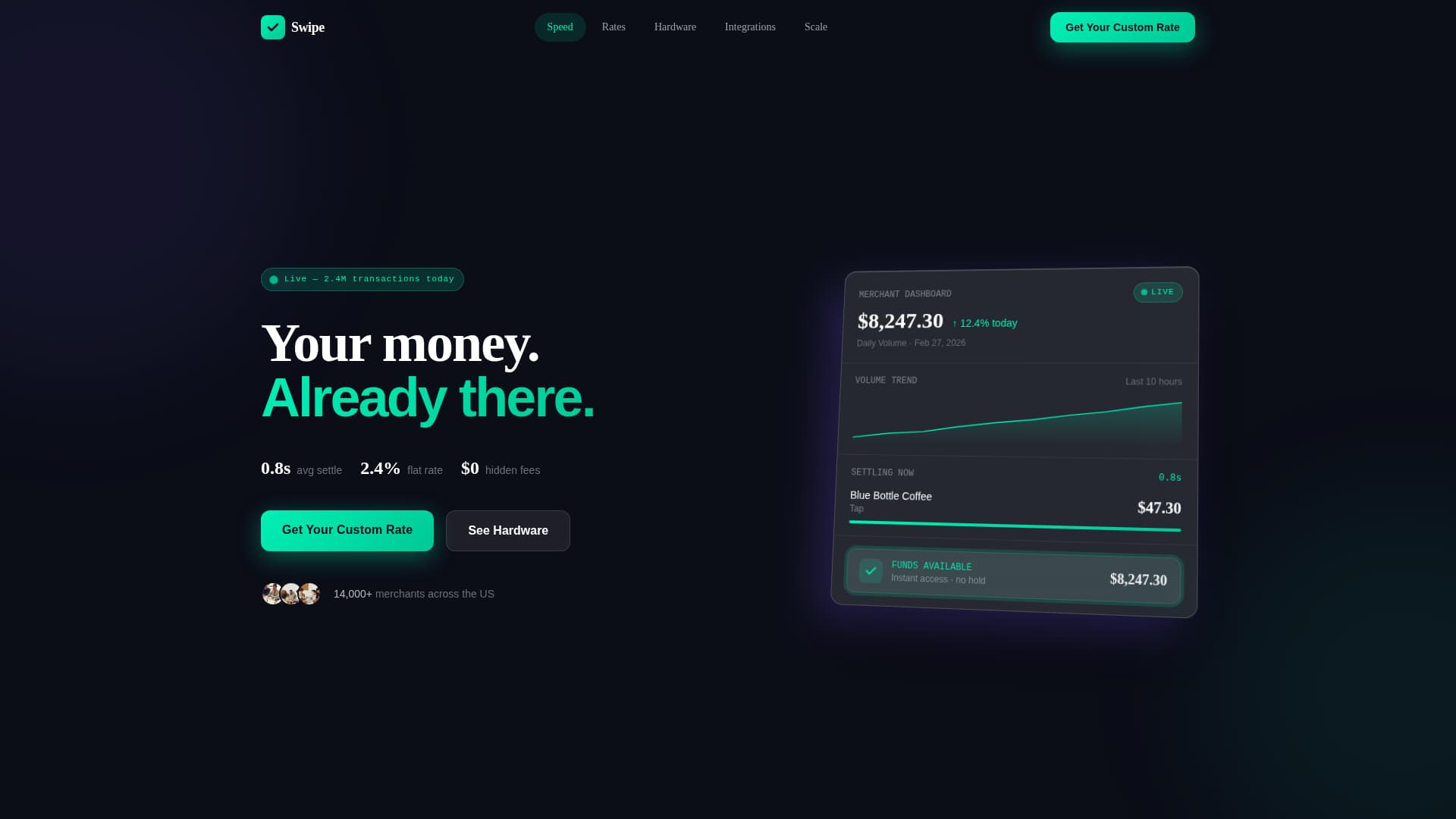 Swipe - Frictionless Payment Landing Page Template