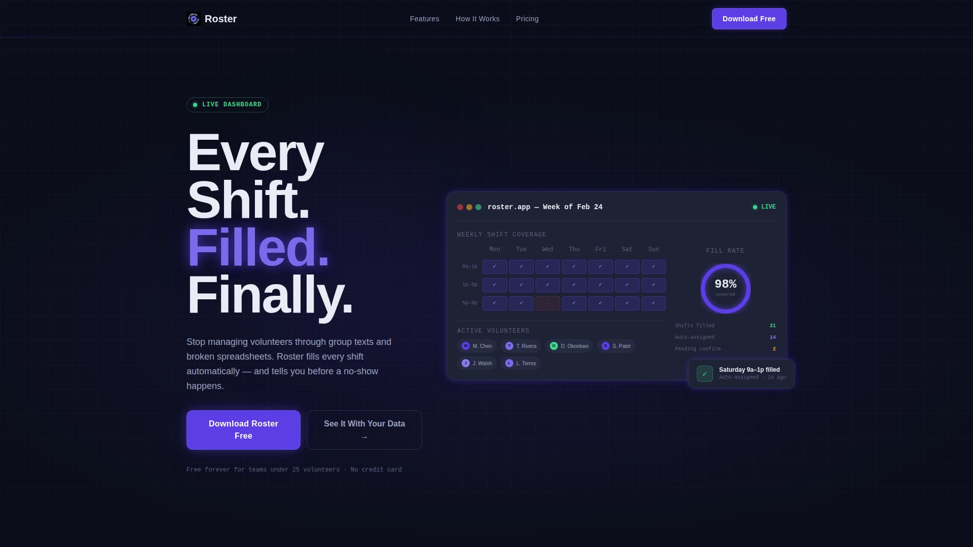 Shift — Agile Volunteer Ops Landing Page Template