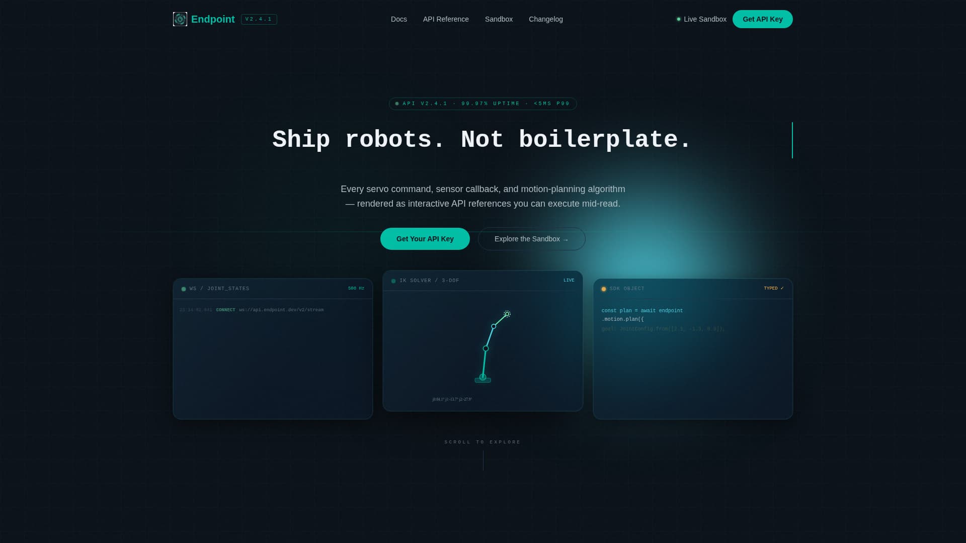 Endpoint - Interactive Robotics API Landing Page Template