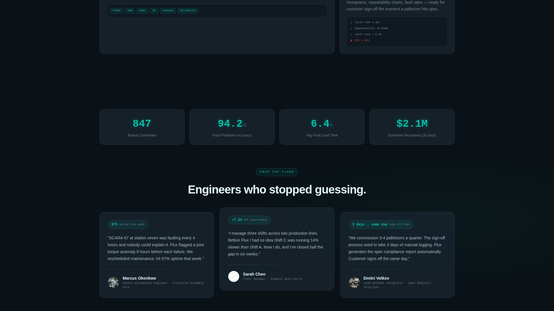 Flux - Intelligent Robotics Analytics Landing Page Template