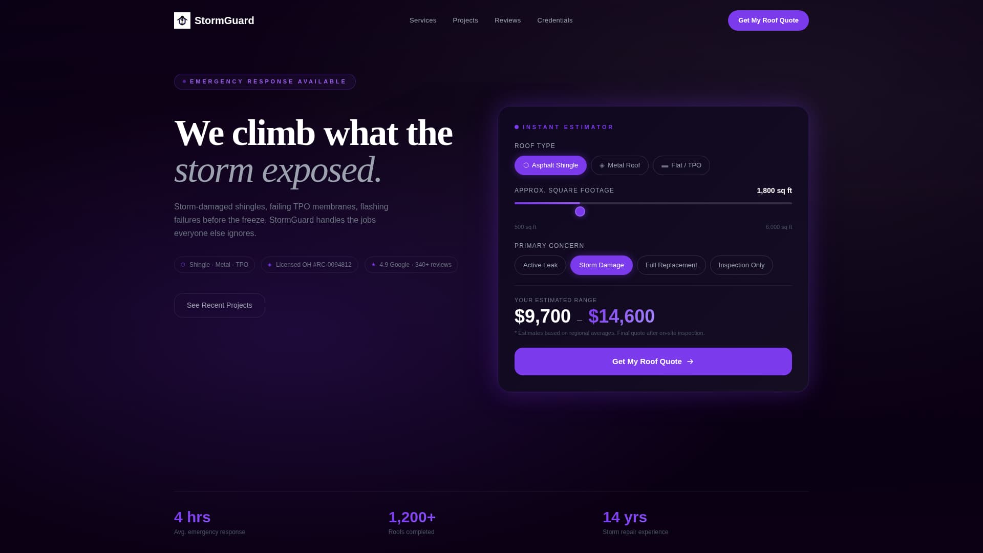 Stormguard - Powerful Roofing Landing Page Template