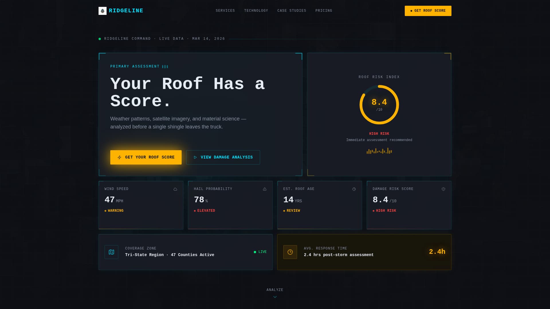 Ridgeline - Intelligent Roofing Landing Page Template