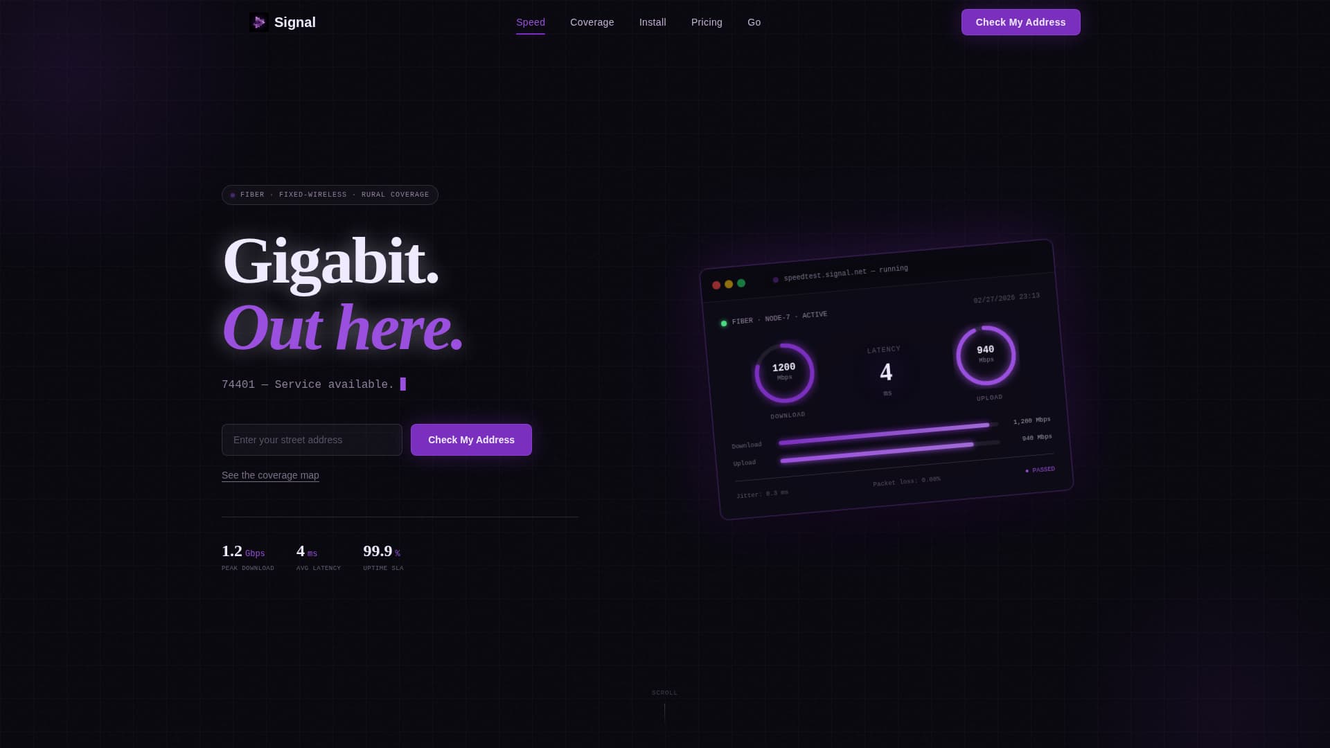 Signal - Gigabit Rural Internet Landing Page Template