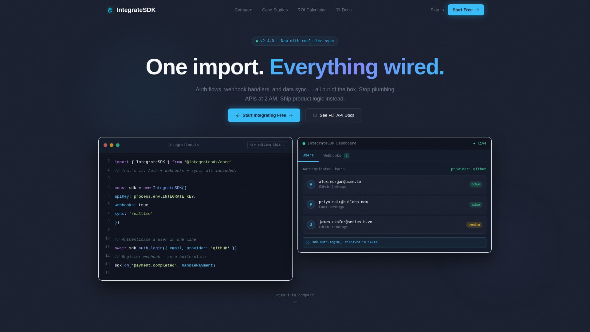 Integrate - Powerful SDK Landing Page Template