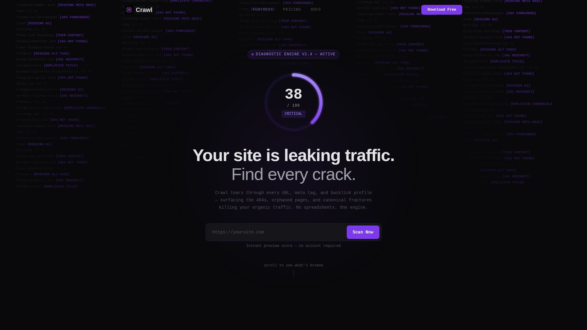 Crawl - Powerful SEO Audit Landing Page Template