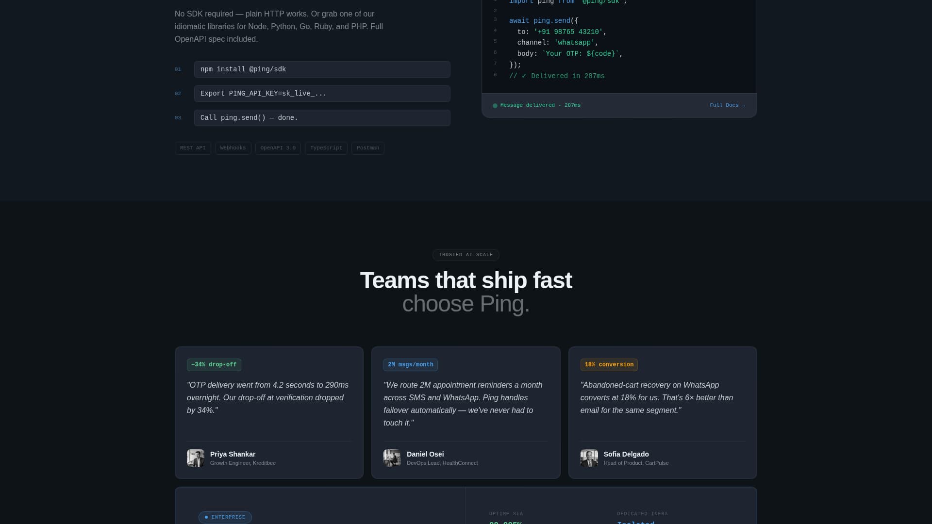 Ping - Instant Messaging Landing Page Template
