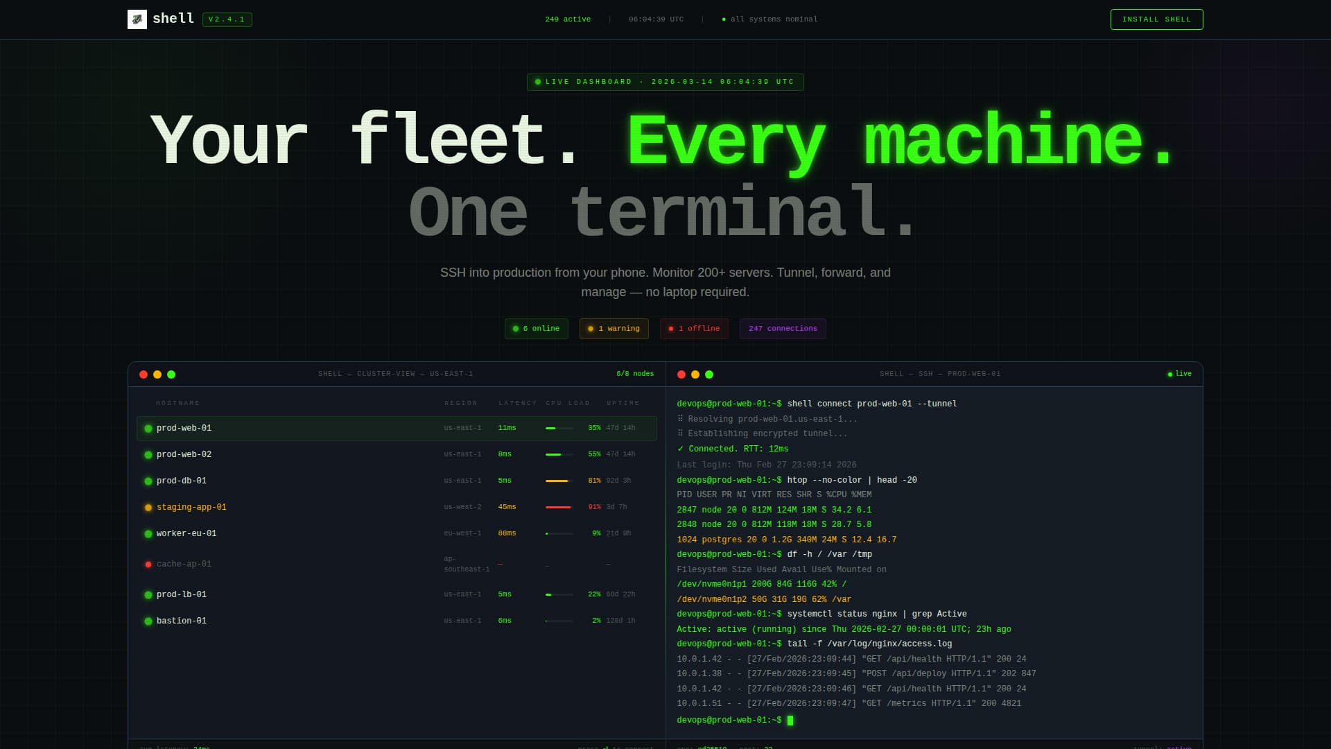 Shell - Powerful SSH Landing Page Template
