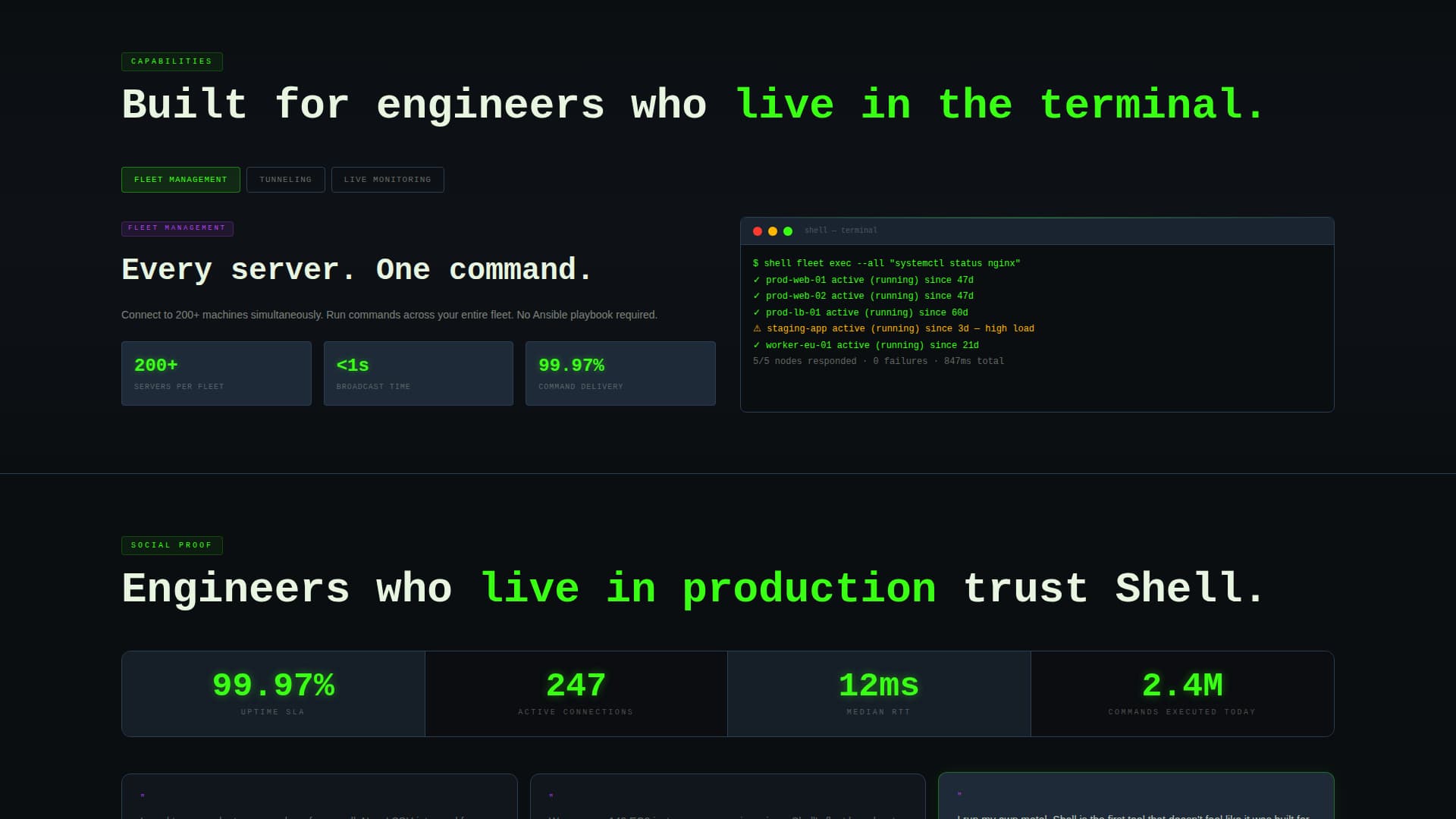 Shell - Powerful SSH Landing Page Template