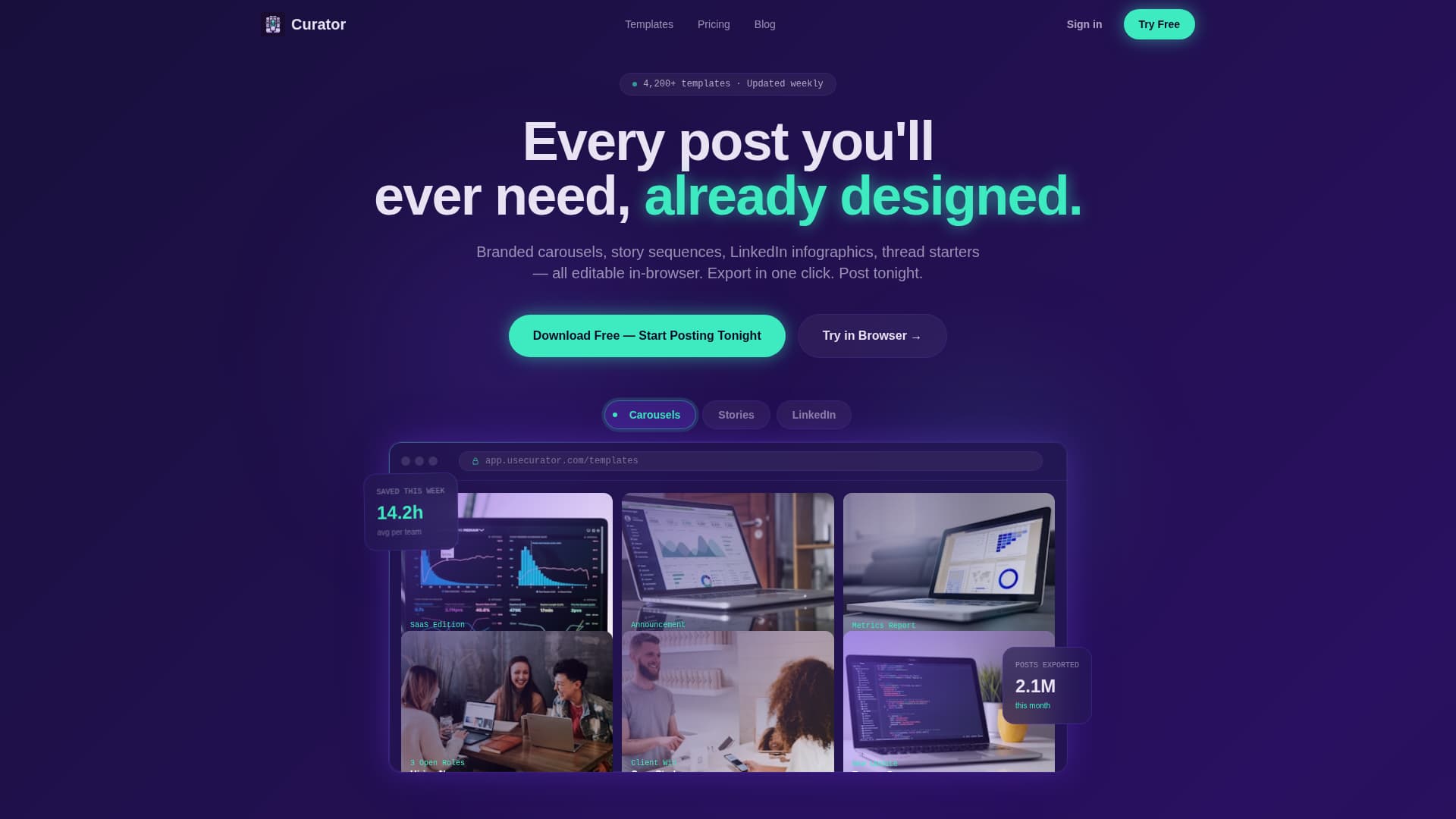 Curator - Powerful SaaS Landing Page Template