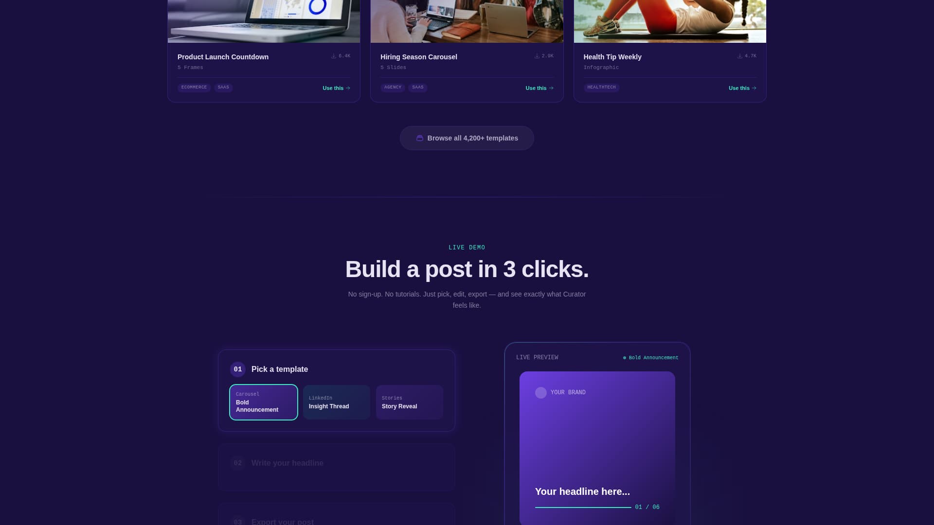 Curator - Powerful SaaS Landing Page Template