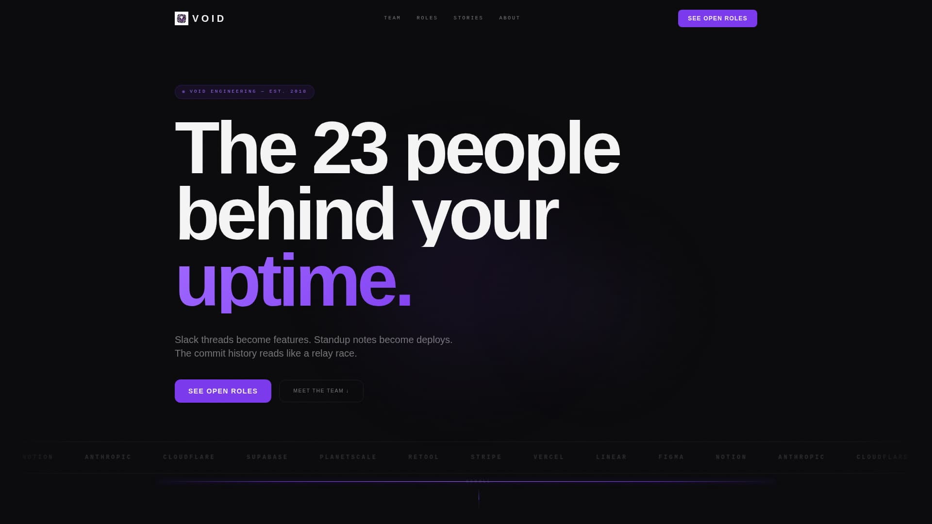 SaaS Company Team & Engineering Profiles Website Template