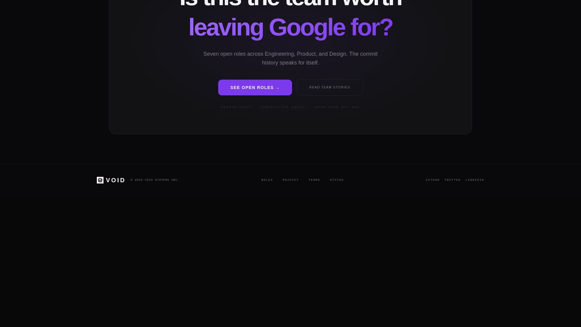 SaaS Company Team & Engineering Profiles Website Template