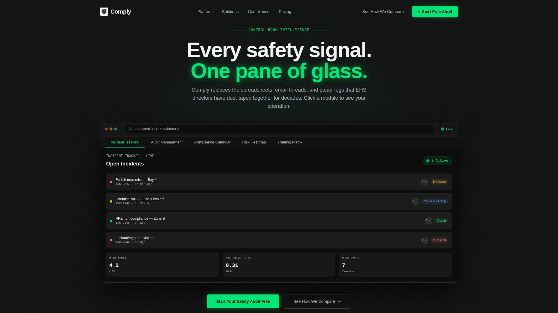 Comply - Powerful Safetymanagement Landing Page Template