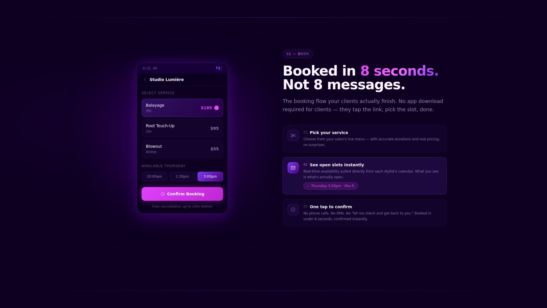 Schedule - Powerful Salon Landing Page Template