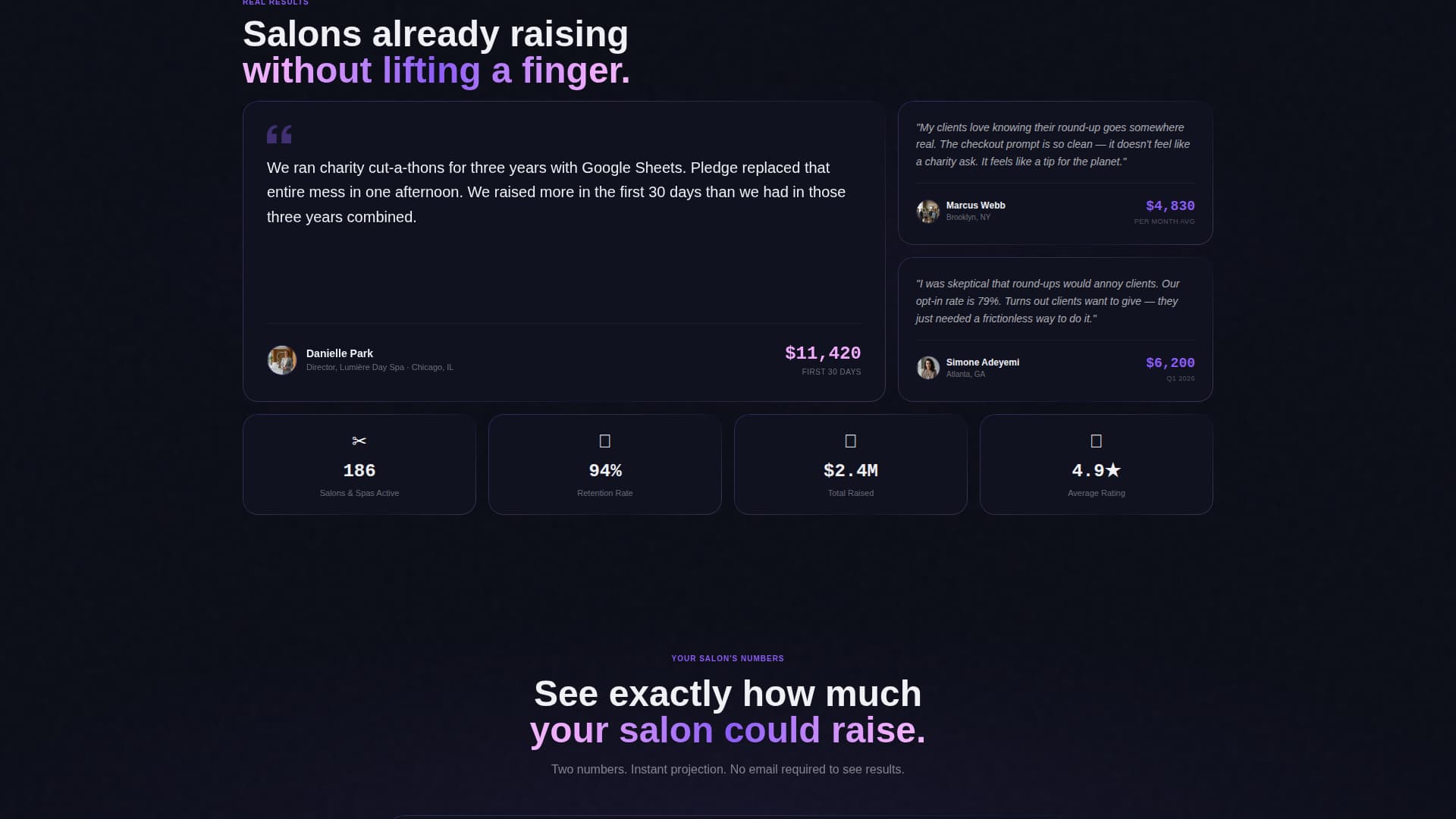 Pledge - Powerful Salonspa Landing Page Template